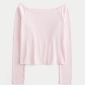 Hollister Long Sleeve Off-the-Shoulder Top Light Pink Size XL